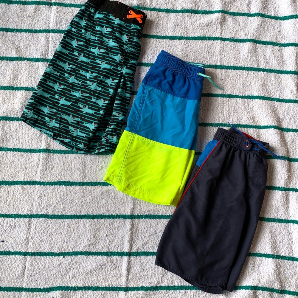 Lot of 3 boys swim trunks, speedo, cat & jack